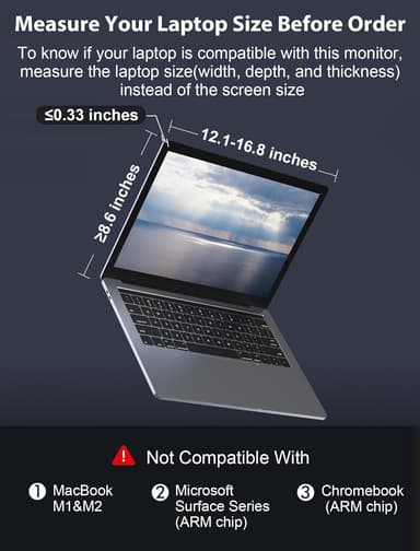 NÖRDIC Bærbar 14"" LCD-skærm til bærbare computere 14-17,3"" FHD 1080P IPS med USB-C og Mini HDMI-port,
