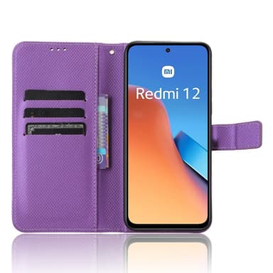 SKALO Xiaomi Redmi 12 4G/5G Premium Mini Rhombus Wallet Flip Cover - Lilla