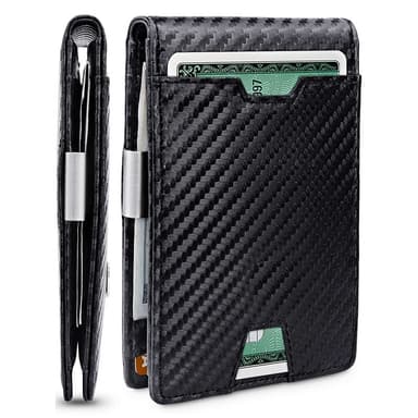 INF Microfiber Carbon Fiber Type Stor kapacitet RFID-blokerende tegnebog Sort