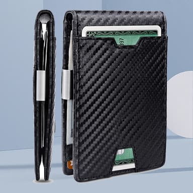 INF Microfiber Carbon Fiber Type Stor kapacitet RFID-blokerende tegnebog Sort