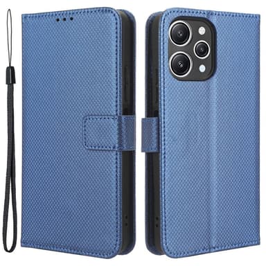 SKALO Xiaomi Redmi 12 4G/5G Premium Mini Rhombus Wallet Flip Cover - Blå