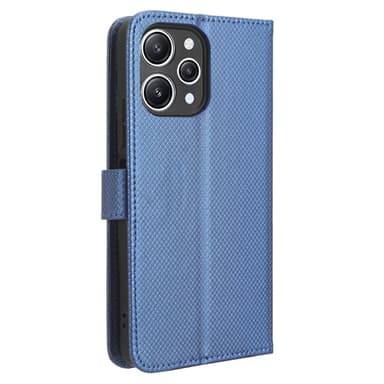 SKALO Xiaomi Redmi 12 4G/5G Premium Mini Rhombus Wallet Flip Cover - Blå