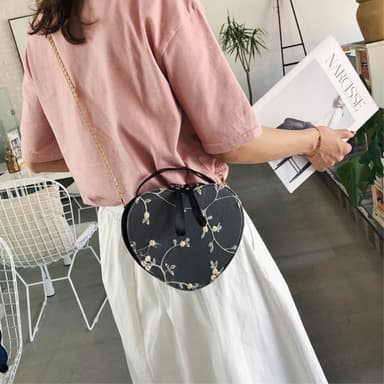 Heart Heart Shape BlomDekor Håndtaske Crossbody Taske - hvid