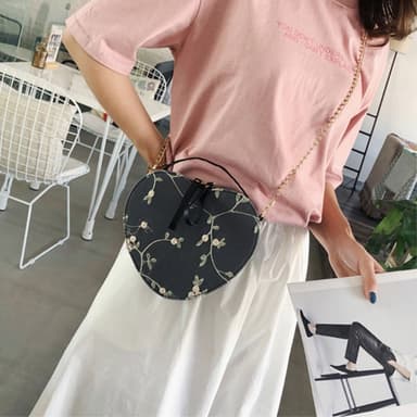 Heart Heart Shape BlomDekor Håndtaske Crossbody Taske - hvid