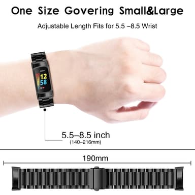 Rustfri stålrem med solidt spænde til Fitbit Charge 5 og Charge 6 Sort