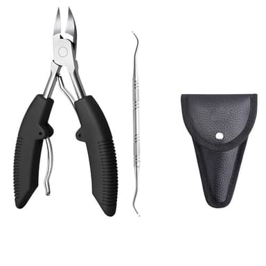 2 STK indgroede tånegleklippere Sæt med Eagle Tang Dobbelt-Ended Negle Shaver Sort
