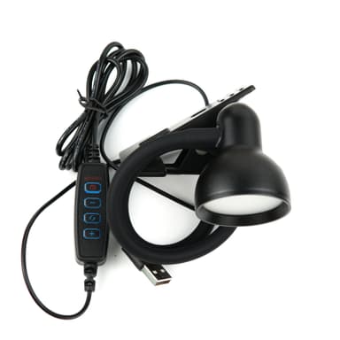 LED bordlampe med klemme / 3 farvetilstande lang / fleksibel svanehals Sort