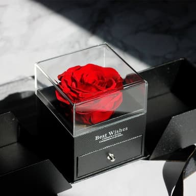 Eternal Life Flower Red Rose smykkeskrin Rød