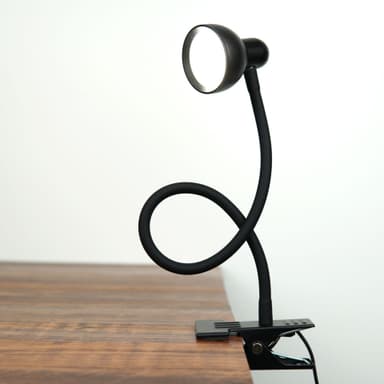 LED bordlampe med klemme / 3 farvetilstande lang / fleksibel svanehals Sort