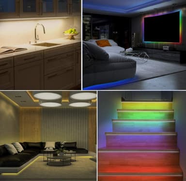 INF LED strip lys med RGB farveskift, Bluetooth app kontrol til TV, rum IP65 Sort 5 m