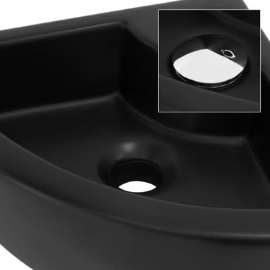 Vask med pop-up afløb og overløb 46x33x13 cm sort keramik ML-Design