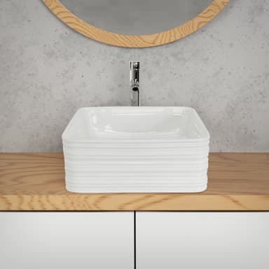 ML-Design Blank hvid keramisk vask 39x39x15 cm