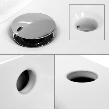 Håndvask med pop-up afløb og overløb 81x46,5x17,5 cm hvid keramik