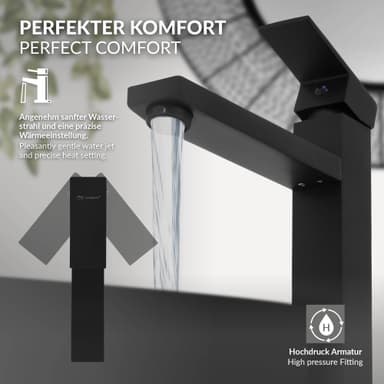 LuxeBath Badeværelsesarmatur i høj kvalitet, sort mat, rustfrit stål-messing