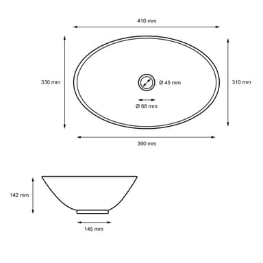 Keramisk vask forfængelighed bordplade vask håndvask 410 x 330 mm