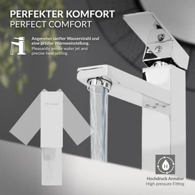 LuxeBath badeværelsesarmatur, håndvaskarmatur til badeværelse, krom
