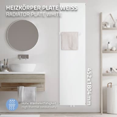 Flad radiator Håndklædetørrer Radiator Design Radiator 452x1800mm Hvid