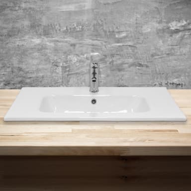 ML Design keramisk vask hvid 81x16,5x46 cm firkantet, indbygget vask