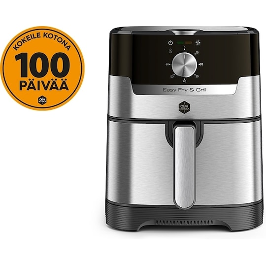 OBH Nordica Easy Fry & Grill Classic+ 2-in-1 -airfryer, teräs