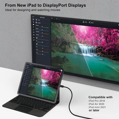 NÖRDIC 1,5 m USB-C til Displayport-kabel UHD 4K 60Hz DP 1,2 21,6 Gbps HDCP Alt Mode Over USB-C, aluminiumsstik Space Grey