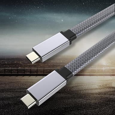 NÖRDIC 20 cm fladt og tyndt kabel USB3.2 Gen2 USB-C til C hurtigopladning med strømforsyning PD100W 5A 10Gbps 4K 60Hz med Emarker