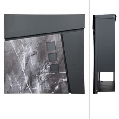 Postkasse med sokkel 37x36,5x11 cm antracit/sort marmor-look