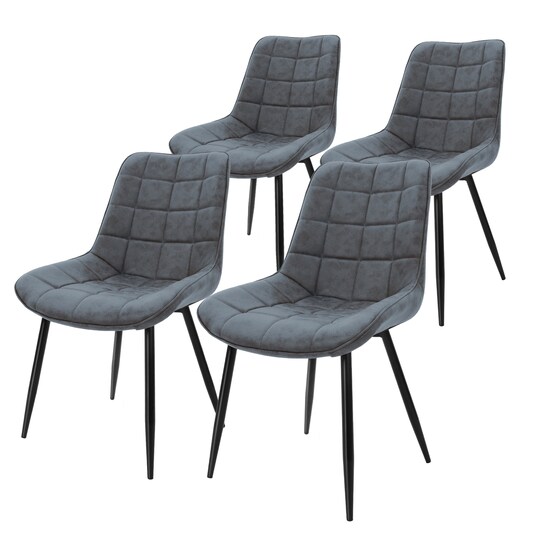 ML-Design 4 spisebordsstole med ryglæn, antracit med metalben