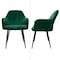 ML-Design spisebordsstole 2 stk, mørkegrøn, sædefløjl med sorte metalben