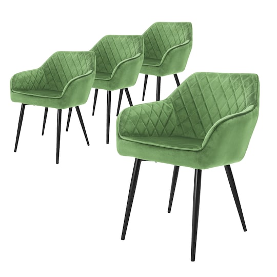 ML-Design Sæt 4x spisebordsstole - salviegrøn - moderne stil