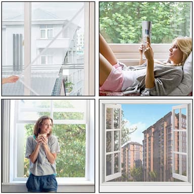 Vinduesskærm myggenet vindue mesh vindue med lynlås Sort 150x130 cm