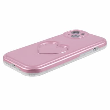 Til iPhone 15 Taske Cover 3D Love Heart TPU Telefon Taske - Pink