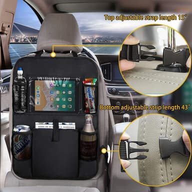 Oxford stof til bil bagsædet Organizer Kick Mats Protector Car Storage Organizer Sort