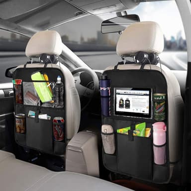 Oxford stof til bil bagsædet Organizer Kick Mats Protector Car Storage Organizer Sort