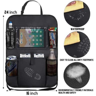 Oxford stof til bil bagsædet Organizer Kick Mats Protector Car Storage Organizer Sort