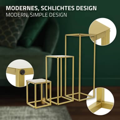 ML-Design Blomsterstativ 6 stk metal i guld, 22x22x30/26x26x60/30x30x90 cm