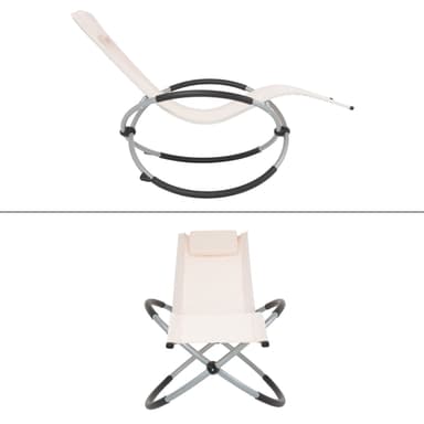 Gyngestol med nakkestøtte 155x45x125 cm Creme Aluminium polyesterbelagt
