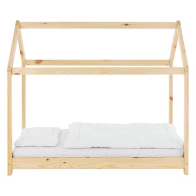 ML Design Bed80x160cm med sengehimmel og spalteramme, natur