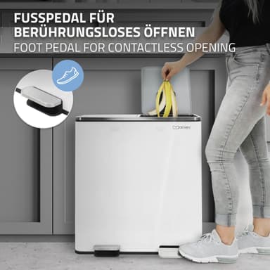 ML-Design Affaldsspand til køkken 2x 30L (60L), hvid