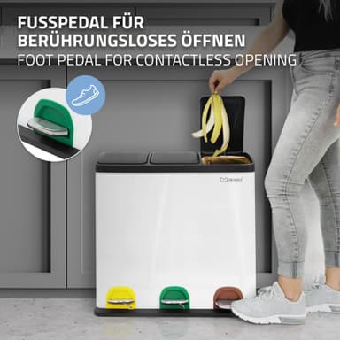 ML-Design Affaldsspand til køkken 3x 20L (60L), hvid stål