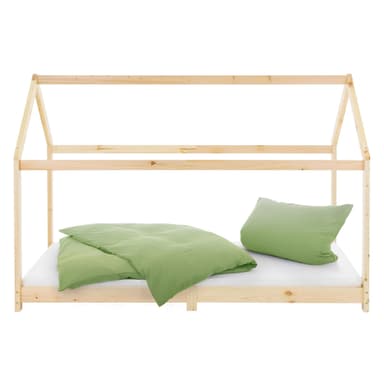 ML Design Bed90x200cm med himmel og lamelbund, natur