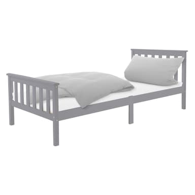 Seng med lamelramme 90x200cm Lysegråt fyrretræ ML-Design