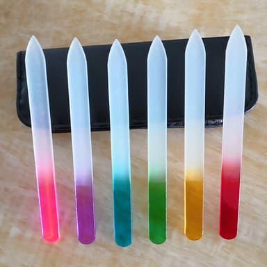 6 Pack bærbart neglepoleringsværktøj glas neglefil med læder opbevaringstaske MultiColor