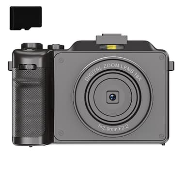 Digitalkamera 4K/48MP/18X digital zoom/autofokus/dobbeltkamera med 32GB TF-kort Grå