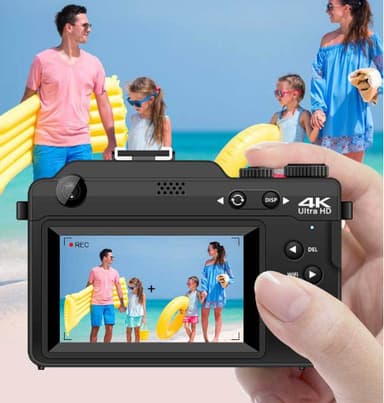Digitalkamera 4K/48MP/18X digital zoom/autofokus/dobbeltkamera med 32GB TF-kort Grå