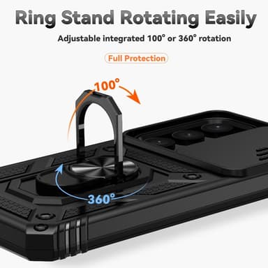 SKALO Samsung S24 Armor Hybrid Metal Ring Camera Slider - Sort