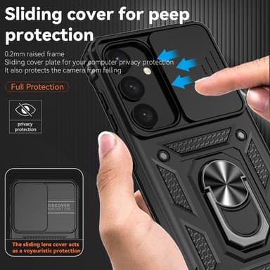 SKALO Samsung S24 Armor Hybrid Metal Ring Camera Slider - Sort