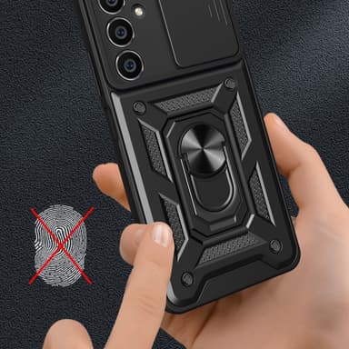 SKALO Samsung A05s 4G Armor Hybrid Metal Ring Camera Slider - Sort