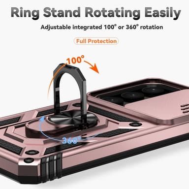 SKALO Samsung S24 Armor Hybrid Metal Ring Camera Slider - Rosa guld