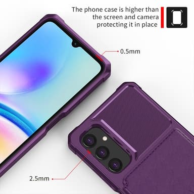 SKALO Samsung A05s 4G Stødsikker cover med pung - Lilla