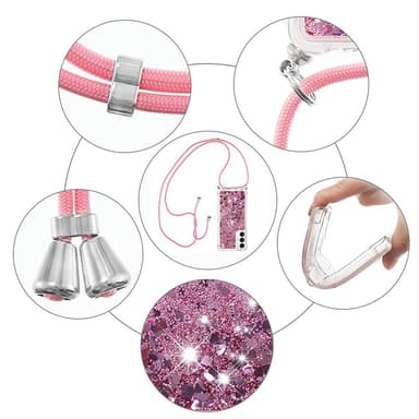 SKALO Samsung A05s 4G Kvicksand Glitter Mobile Collar - Pink